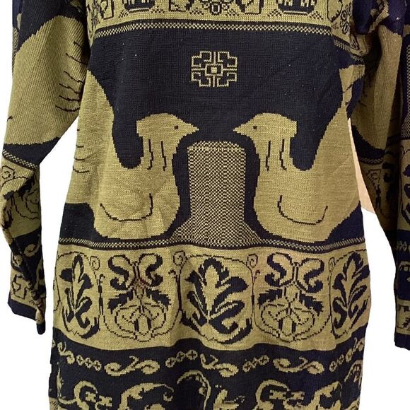 Vintage green bird print knit sweater pullover large. 0595 - Picture 5 of 7